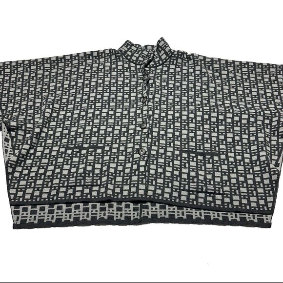 Optimum New Zealand Royal Merino Wool Poncho Women’s Geometric Print Size S / M - Picture 5 of 12